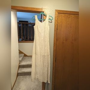 Ivory Crochet Maxi Dress with Mini Slip